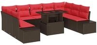 vidaXL Gartenlounge-Set Gartensofa-set 10 stk. Braun Poly-Rattan, (10-tlg)
