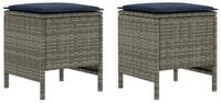 vidaXL Sofaelement 2 stk. Garten-Fu&szlig;hocker PE-Rattan Grau und Marineblau (2 St)