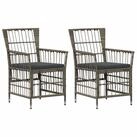 vidaXL Gartenstuhl Gartenst&uuml;hle 2 stk. Grau PE Rattan, Stahl und...
