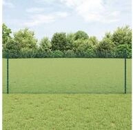 vidaXL Zaun vidaXL Geschwei&szlig;ter Drahtzaun mit Pfosten 25 x 0,8 m Gr&uuml;n Netz