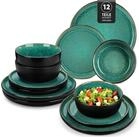 LuxusKollektion Tafelservice Geschirrset Steingut 4 Personen Teller 12 Teile Set