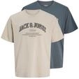 T-Shirt JACK & JONES "JJEDENVER LOGO TEE SS O-NECK 2PK MP", Herren, Gr. XS, beige