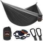 LuxusKollektion H&auml;ngematte H&auml;ngematte Camping Fallschirm Nylon Schwarz&grau 300 x