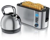Arendo Fr&uuml;hst&uuml;cks-Set Edelstahl Wasserkocher 1,7l, 4-Scheiben Langschlitz...