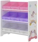 en.casa Kinderregal, &raquo;Boiro&laquo; Spielzeugregal mit 9 Boxen Einhorn-Motiv