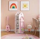 en.casa Kinderregal, drehbar &raquo;Vipsali&laquo; in Hausdesign 108x40x40 cm Rosa/Wei&szlig;
