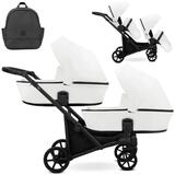 KUNERT Zwillings-Kombikinderwagen BRAV DUO 2in1 &Ouml;ko-Leder Doppelkinderwagen -