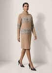 MADELEINE Midikleid H-Linien-Kleid mit Hahnentritt Stehkragen, &uuml;berschnittene