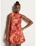 Apricot Minikleid Minikleid mit abstraktem Print und Bubble-Saum rot XS (34)