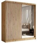 Masseno Schwebet&uuml;renschrank LAMELLO 200 cm Kleiderschrank mit Spiegel 2 T&uuml;ren...