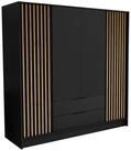 Masseno Dreht&uuml;renschrank PELOR 200 cm Kleiderschrank 4 T&uuml;ren und 2 Schubladen