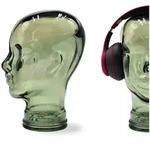 DESIGN DELIGHTS Skulptur Glas KOPFH&Ouml;RERST&Auml;NDER olivgr&uuml;n transparent, 29cm Glaskopf