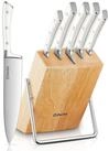 LuxusKollektion Messerblock K&uuml;chenmesser-Set 6-teilig mit Holzblock Wei&szlig;