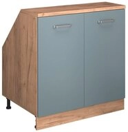 Vicco Kommode Rion, Blau-Grau/Goldkraft Eiche, 80 x 81.6 cm mit 2 T&uuml;ren,...
