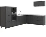 Vicco Winkelk&uuml;che Fame-Line, Dunkelgrau/Anthrazit, 327 x 227 cm, AP Marmor