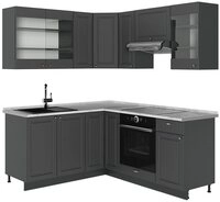 Vicco Winkelk&uuml;che Fame-Line, Anthrazit-Gold Landhaus/Anthrazit, 190 x 160 cm,...
