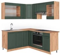 Vicco Winkelk&uuml;che Fame-Line, Gr&uuml;n-Gold Landhaus/Goldkraft Eiche, 190 x 160...