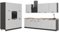 Vicco K&uuml;chenzeile Fame-Line, Wei&szlig; Landhaus/Anthrazit, 460 cm, AP Eiche wei&szlig;