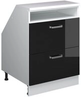 Vicco Kommode Rion, Schwarz Hochglanz/Wei&szlig;, 60 x 81.6 cm mit 2 Schubladen,...