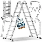 MASKO Vielzweckleiter Aluminium 6in1 Mehrzweckleiter 4x4 Stufen, 470cm, bis...