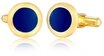 Kuzzoi Manschettenkn&ouml;pfe Basic Rund Klassik Geo Emaille Blau 925 Silber, Kreis