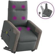 vidaXL Massagesessel, Massagesessel mit Aufstehhilfe Dunkelgrau Stoff
