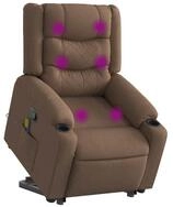 vidaXL Massagesessel, Massagesessel mit Aufstehhilfe Braun Stoff