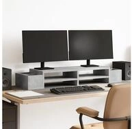 vidaXL Monitorst&auml;nder, (Monitorst&auml;nder mit Stauraum Betongrau 100x27x15cm