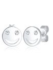 Elli Paar Ohrstecker mit Smiling Face 925 Silber, mit Kristallen von Swarovski&reg;