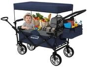 Hauki Bollerwagen Handwagen Transportwagen XXL faltbar klappbar mit Bremse Dach...