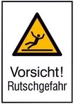 SafetyMarking Warnschild, Alu gepr&auml;gt Rutschgefahr 262 x 371 mm