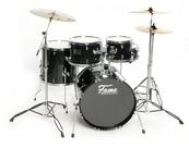 FAME Schlagzeug,FG22B-BK First Gig Rock Set Komplettes Drum-Set Schwarz...