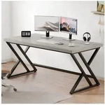 LuxusKollektion Schreibtisch Grauer PC Gaming Schreibtisch Holz Metall Heimb&uuml;ro