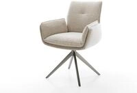 DELIFE Polsterstuhl Nela-Flex, Kreuzgestell breit Graphit Webstoff Soft Beige 360&deg;