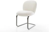 DELIFE Polsterstuhl Nube-Flex, Freischwinger flach Graphit Boucl&eacute; Soft Beige