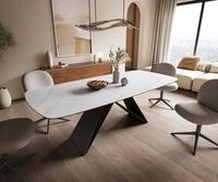 DELIFE Esstisch Edge, Boot 180-220x100 cm Keramik Laminam&reg; Statuarietto Wei&szlig;