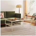 en.casa Couchtisch, &raquo;Lindau&laquo; mit Glasplatte 100 x 50 x 46 cm Cremewei&szlig; beige