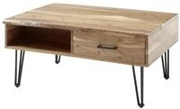Robas Lund Couchtisch, Couchtisch Akazie natur lackiert m. Klappe & Schubkasten