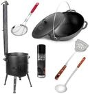 BIG-PAN Feuerstelle Premium Gusseisen Kazan Set 12L Gusseisendeckel, (Uchag...