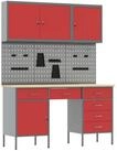 vidaXL Werkzeugschrank Werkbank 8 Stk. Rot und Grau Ingenieure Holz und Stahl...