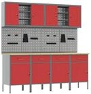 vidaXL Werkzeugschrank Werkbank 10 Stk. Rot und Grau Ingenieure Holz und Stahl