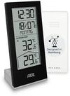 ADE funk mit Au&szlig;ensensor, Uhrzeit, ausgeschriebener Wochentag Funkwetterstation