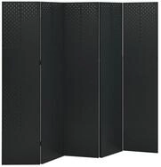vidaXL Raumteiler, 5-tlg. Paravent Schwarz 200x180 cm Stahl