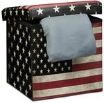 relaxdays Sitzhocker mit Stauraum Trendmotiv (1 St), USA