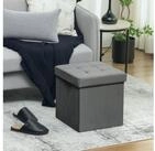 HOMCOM Sitzhocker Sitzhocker mit Stauraum, klappbar, mit Samtoptik, Grau...