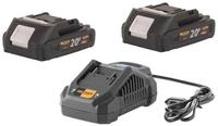 PRO CRAFT Starter Set 20 V 20/4A Schnell Ladeger&auml;t + 2x 20/2A Akku 2,0 Ah