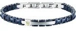 MASERATI Edelstahlarmband Maserati Herren-Armband Stahl, Keramik blau
