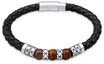Kuzzoi Armband Herren Leder Bead Magnet-Verschlu&szlig; 925er Silber