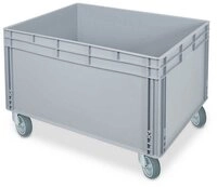 BRB-Lagertechnik Stapelbox Stapelbeh&auml;lter mit 2 Griffleisten und 4 Rollen,...