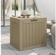 furnicato Gartenbox Polypropylen 55,5 x 43 x 53 cm Grau mit Holz-Optik,